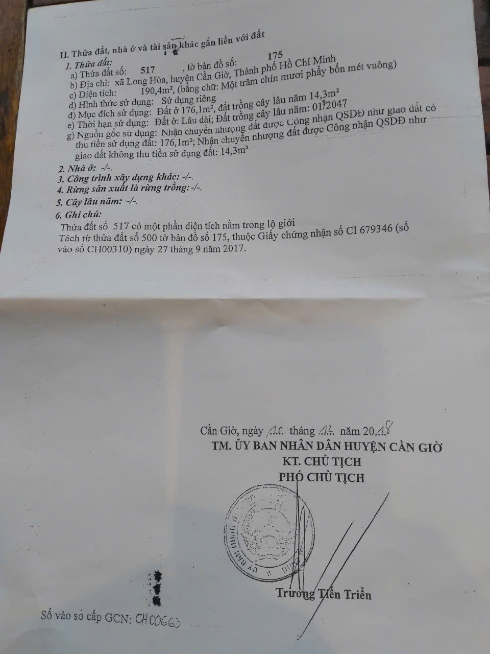 Bán đất mặt tiền đường bến đò- Long Hoà